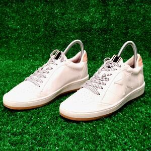 Shu Shop Sneakers Shoes Women's Size 6.5 White Leather Park Metallic Lace Up